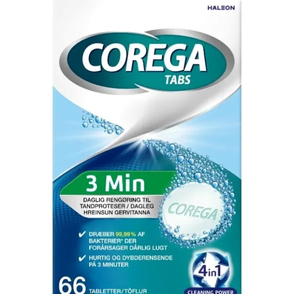 Corega tabs 3 minutter