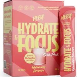 Heey! hydrate & focus electrolytes raspberry lemonade sticks