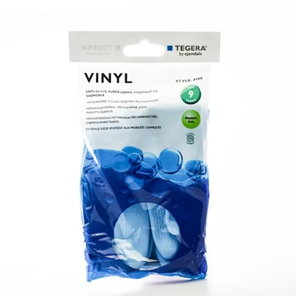 Tegera vinyl handsker blå l