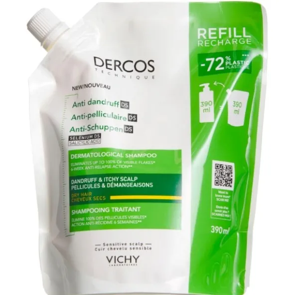 Vichy Dercos anti dandruff DS shampoo tørt hår - refill